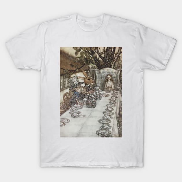 Alice in Wonderland Tea Party, Arthur Rackham T-Shirt by immortalpeaches